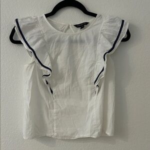 Banana Republic Ivory Blouse with Navy Accents